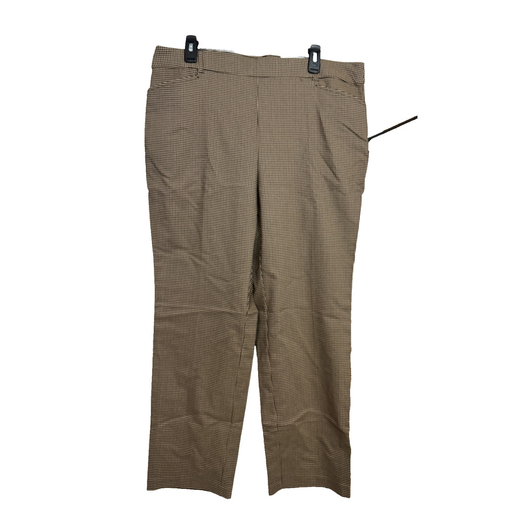 Rafaella Women’s Stretch Pants Size 18 Brown Houndstooth Straight Leg Career NWT
